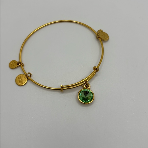 Alex and Ani Gold Bracelet with Green Charm - Picture 2 of 2